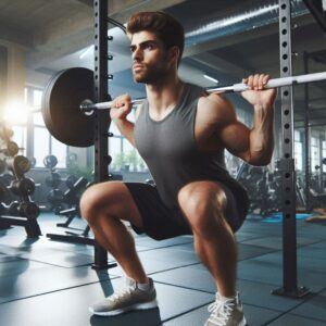 ripped man performing a squat