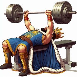 a king doing bench press